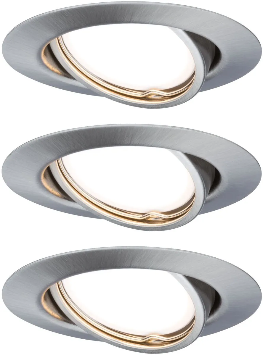 Paulmann Base Basisset LED-inbouwlamp 3x350lm 3000K - 90mm - Staal geborsteld