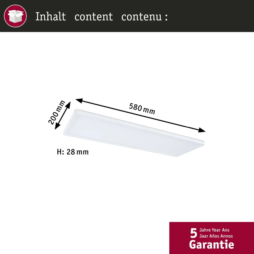 Paulmann Atria Shine LED-paneel 22W 1800lm 3000K - 580x200mm Wit - afbeelding 6 van 6