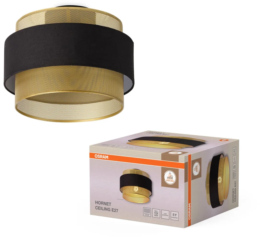 Osram Decor Hornet Plafondlamp E27 - 300mm - Zwart/Goud