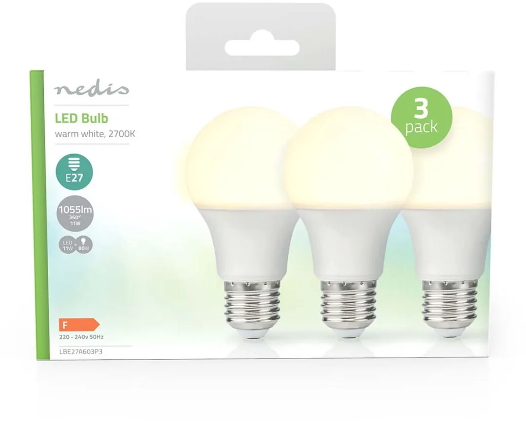 Nedis LED-Lamp E27 A60 11W Warm Wit - 3 Stuks