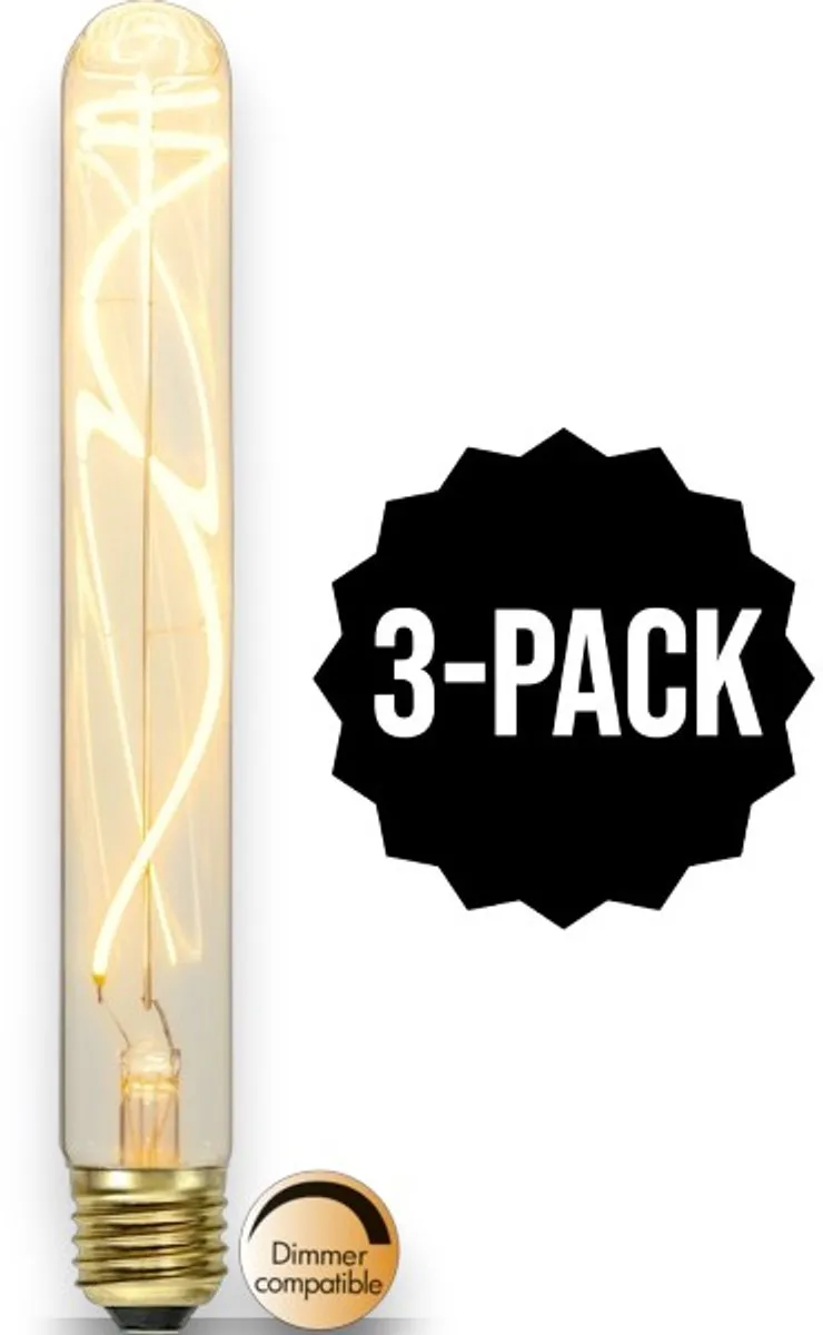 3-Pack | Staaflamp - E27 - 3.4W - Super Warm Wit <2200K - Dimbaar - Filament - Helder