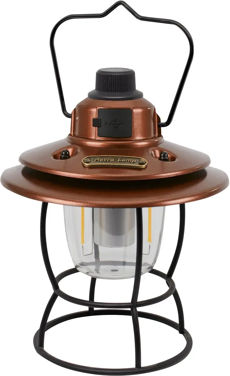 Eurotrail Orix Campinglamp - Oplaadbare Lamp - Buitenlamp - Koper - Warm en Wit Licht - Powerbankfunctie - Dimbaar