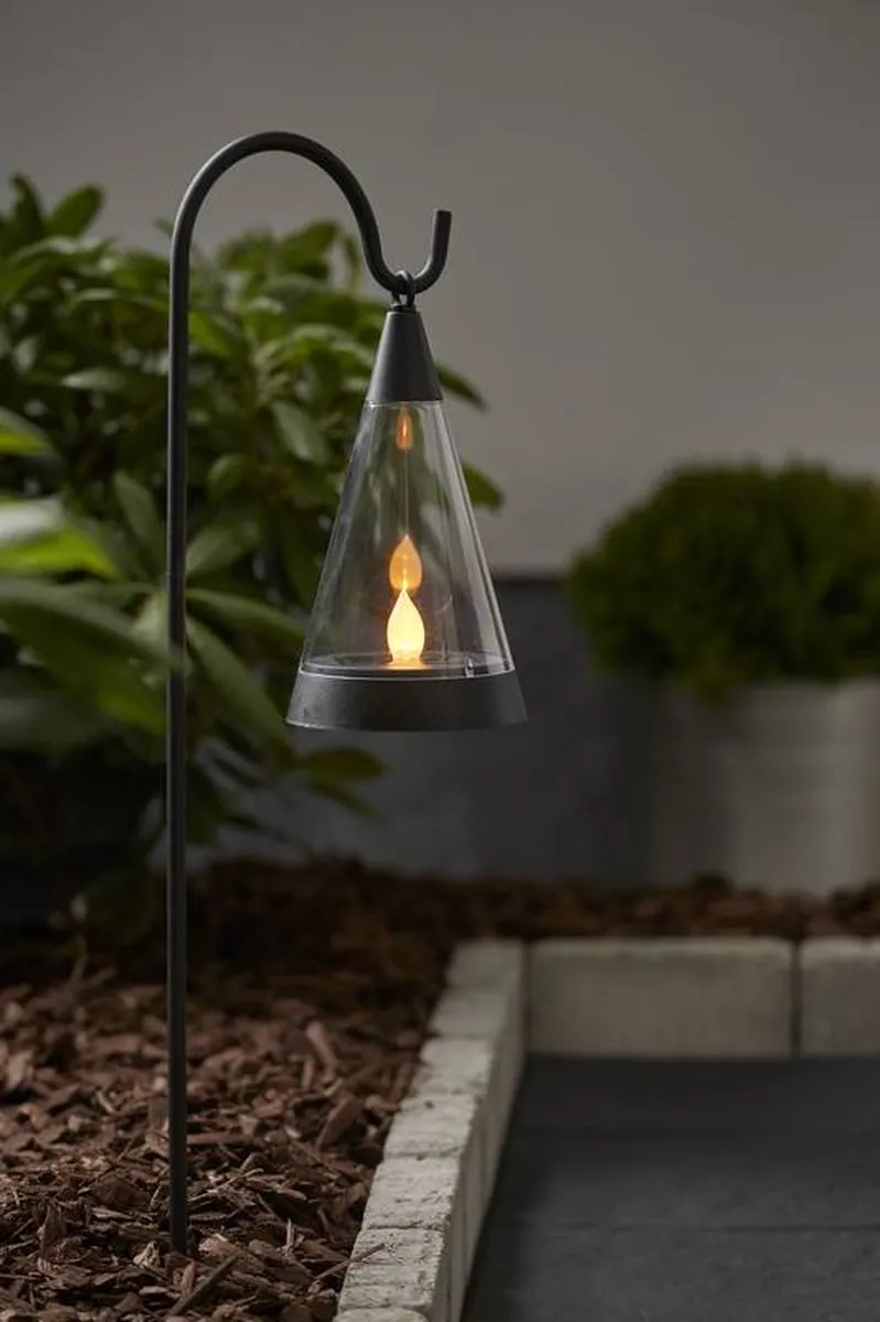 Star Trading LED Windlicht Solar 13cm - Zwart