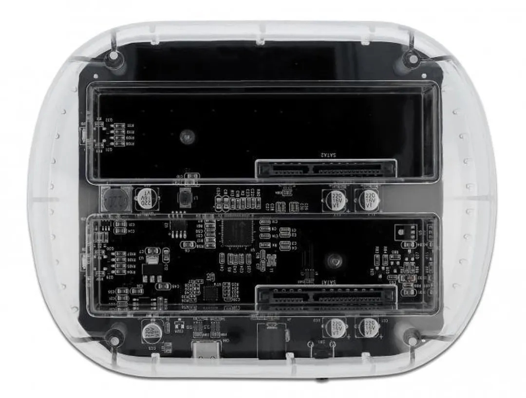 Delock 64090 USB-C Docking Station - 2x SATA HDD/SSD - Transparant