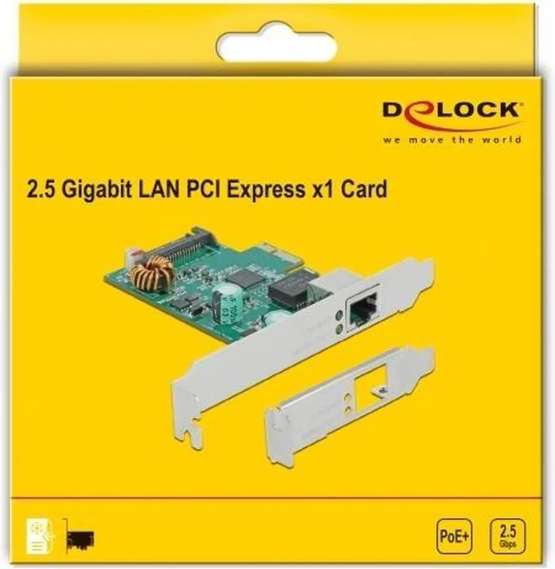 Delock PCIe 2.5Gbps LAN PoE+ Kaart RTL8125 - Zwart