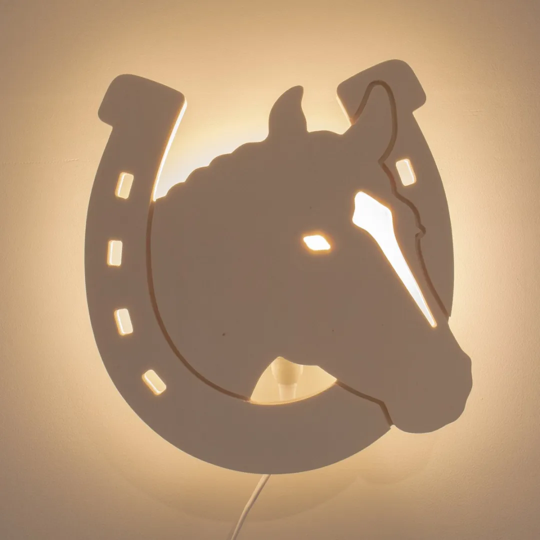 Houten wandlamp ~ Paard