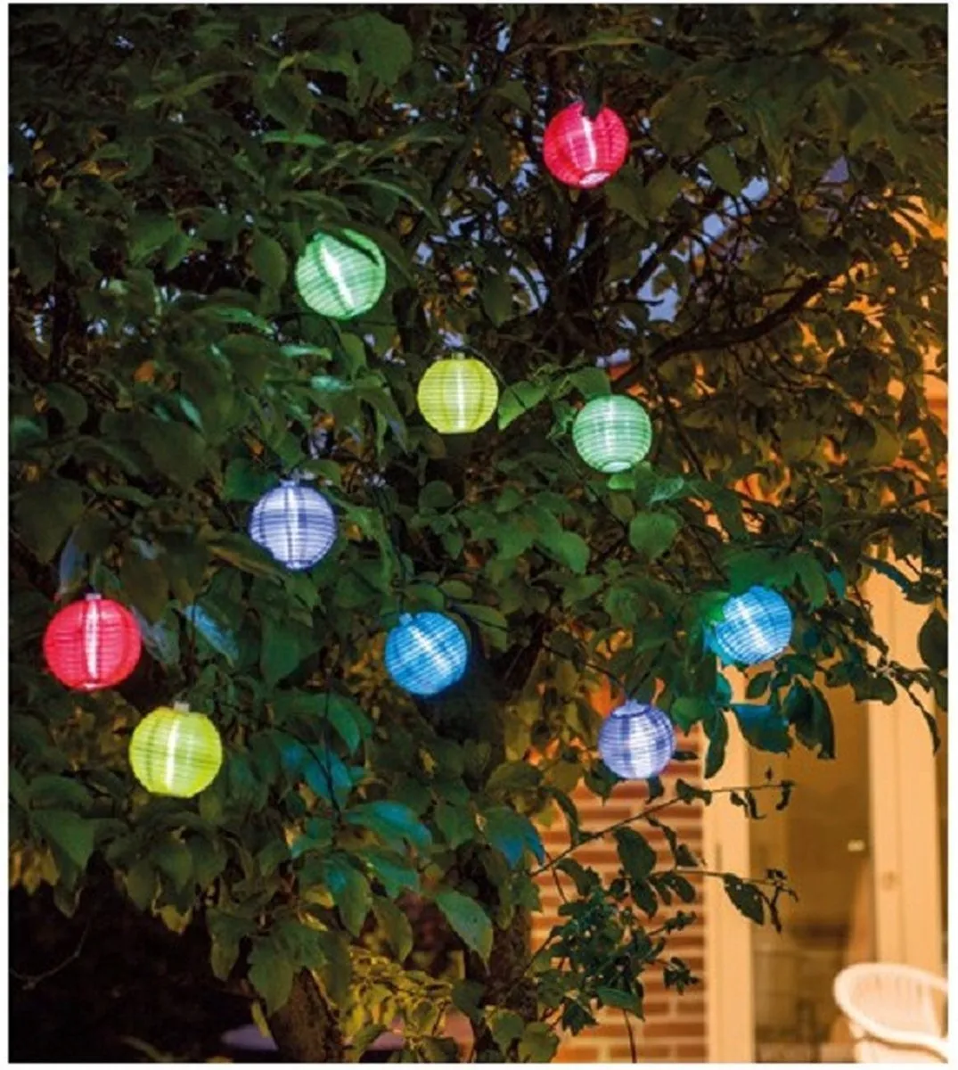 Lumineo Solar Lampion Tuinverlichting - 10 Lichtpunten 450cm - Multicolour