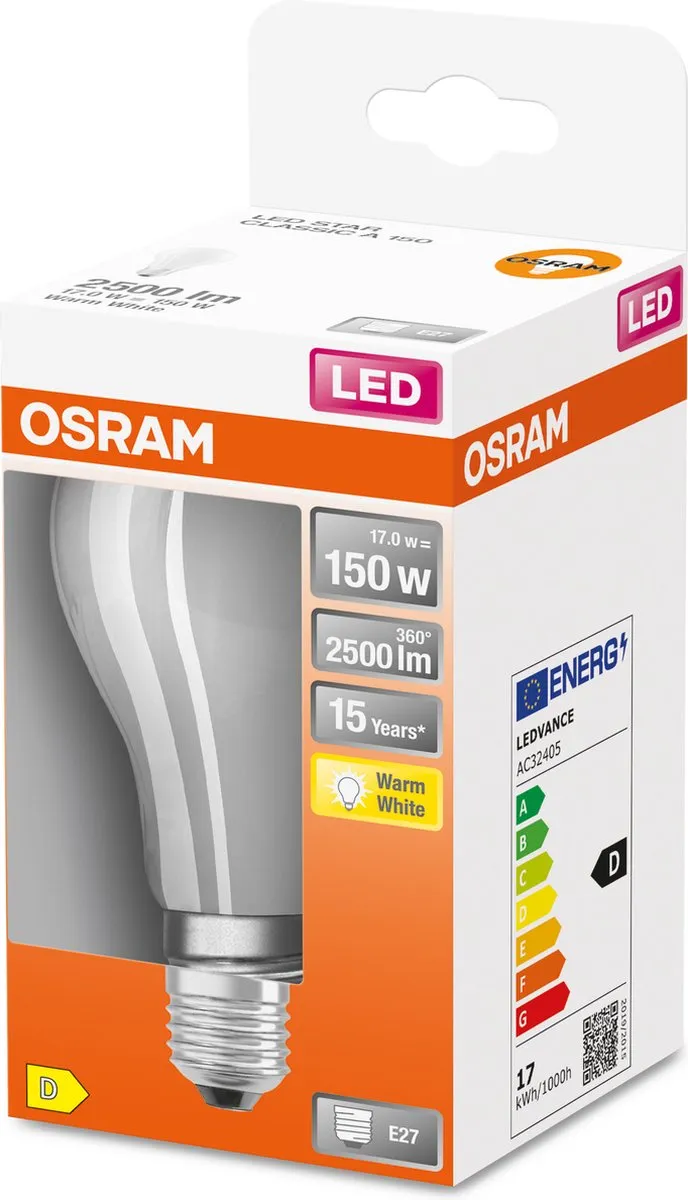 Osram LED-lamp E27 17W Warmwit - 2700K - Helder