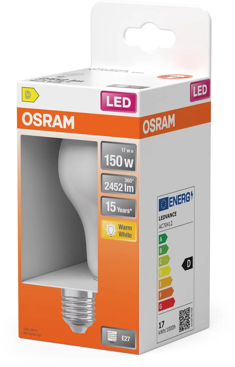Osram LED-lamp E27 17W Warmwit - 2700K - Helder - afbeelding 6 van 6