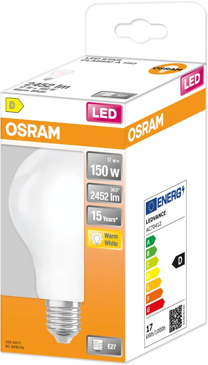 Osram LED-lamp E27 17W Warmwit - 2700K - Helder
