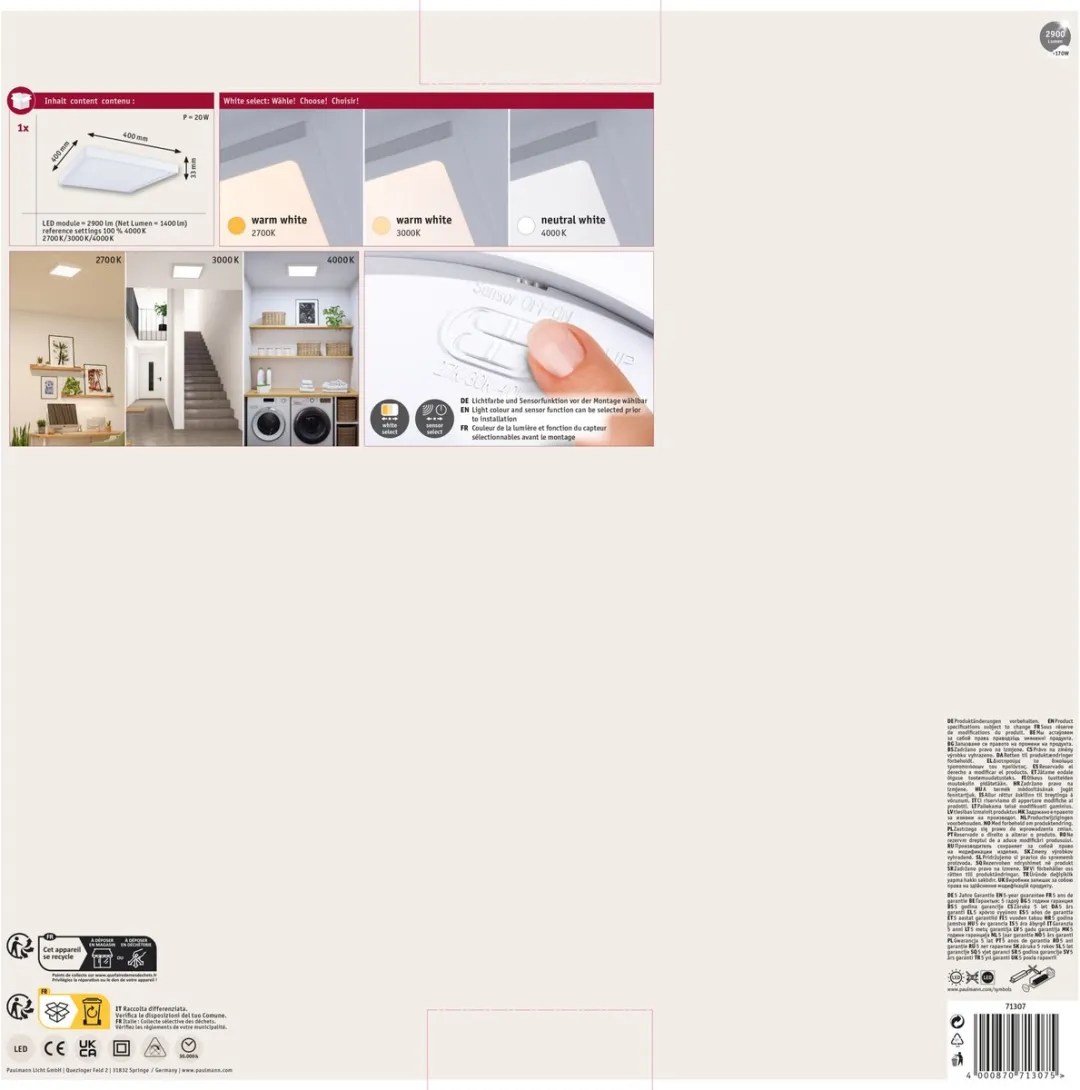 Paulmann LED-paneel Abia 2 White Select 400x400mm - 16W 1400lm - afbeelding 6 van 6