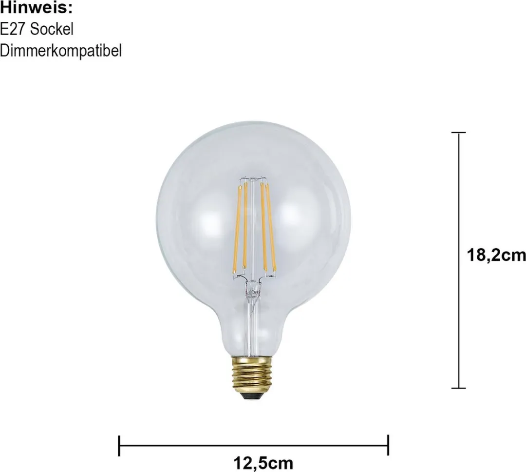 Star Trading G125 Globelamp E27 3.6W - Super Warm Wit - afbeelding 6 van 6