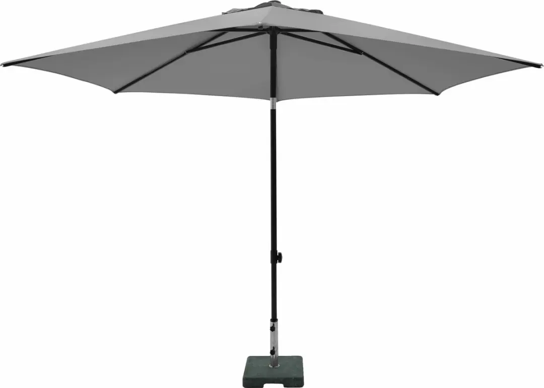 Parasol licht grijs 300cm push-up rond met tilt-functie UV-bescherming.