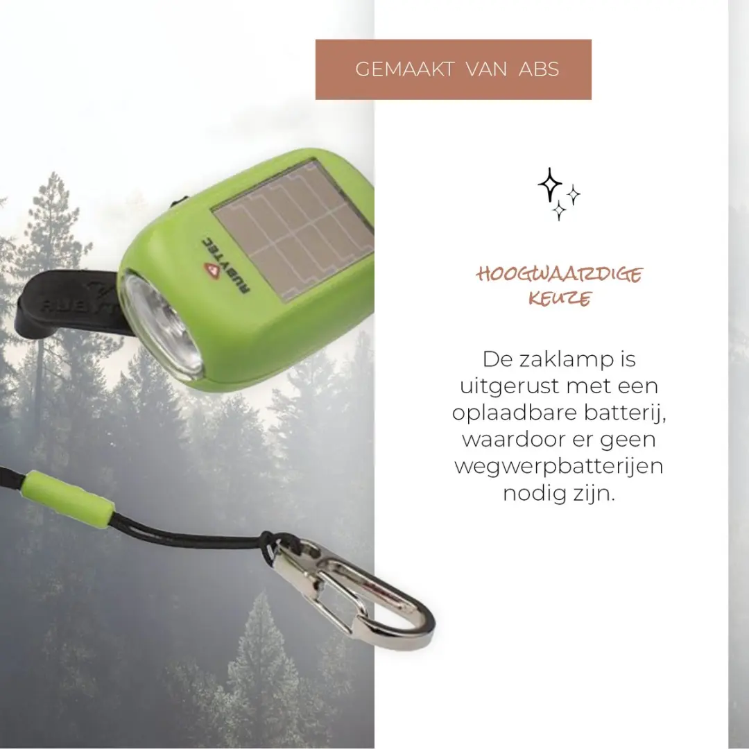Rubytec Kao Zaklamp met Clip - Zonne-energie - Groen - afbeelding 3 van 6