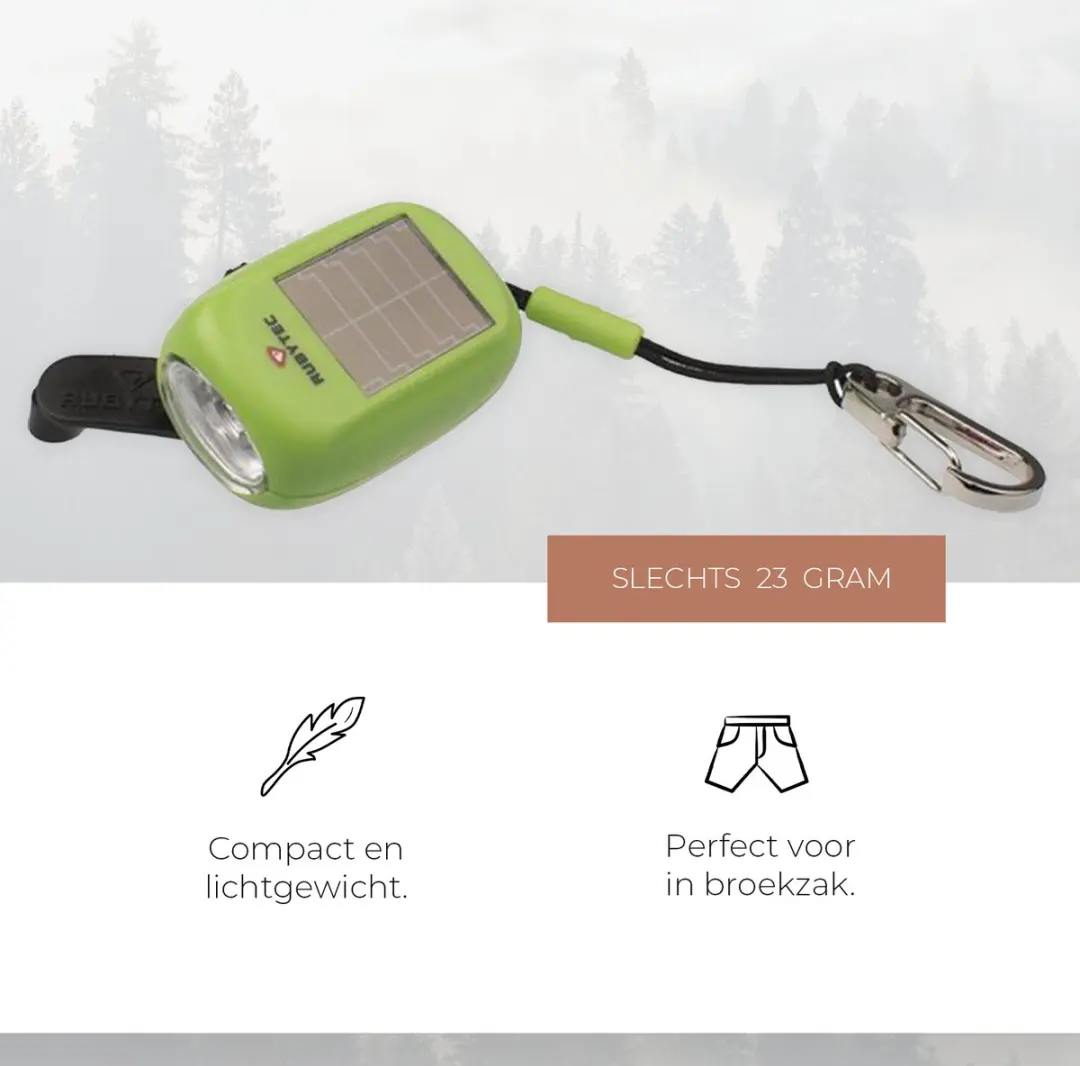 Rubytec Kao Zaklamp met Clip - Zonne-energie - Groen - afbeelding 5 van 6
