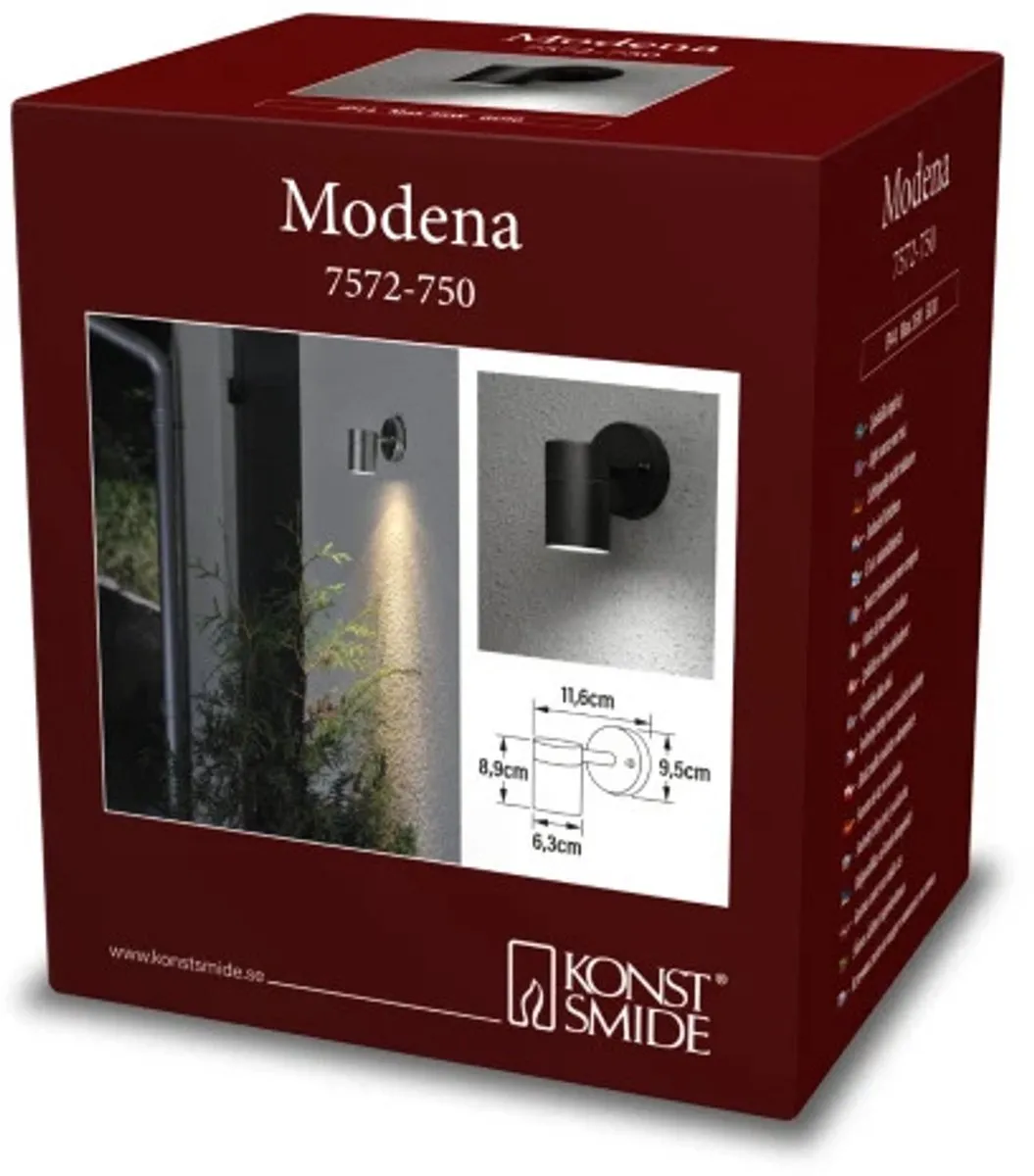 Konstsmide Modena Wandspot GU10 35W - Matzwart