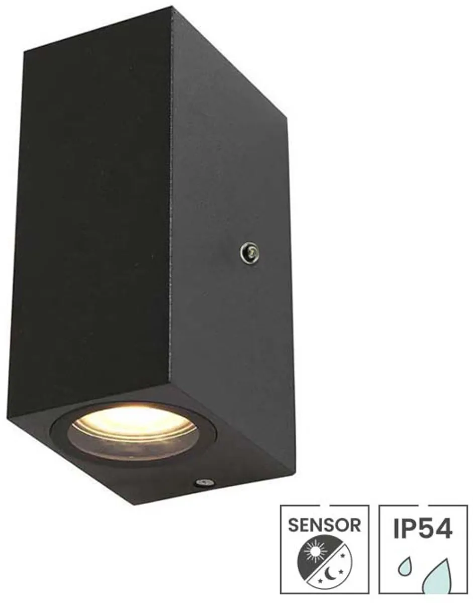 Lybardo Buitenlamp met Sensor Wandlamp 2x GU10 - Zwart