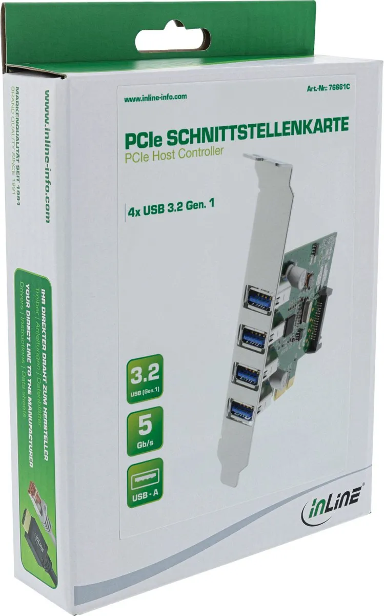 InLine 76661C PCIe USB 3.0 Interfacekaart - 4x USB3 - afbeelding 3 van 5