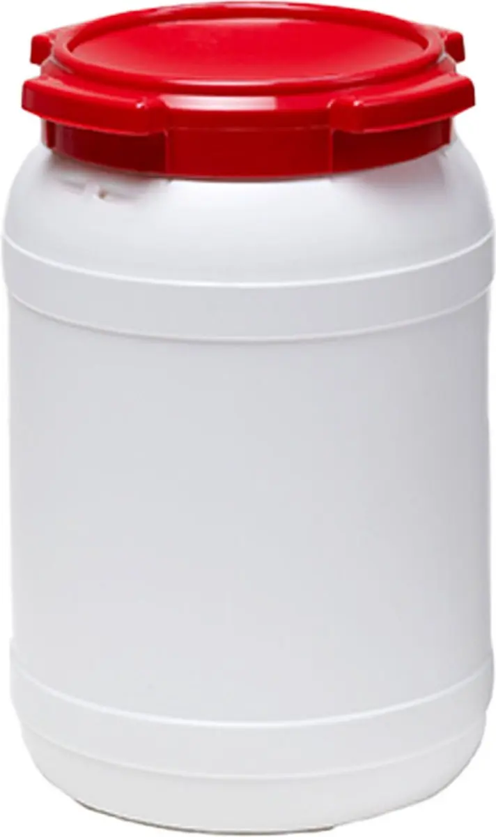 Curtec Wijdmondvat 20 liter wit met rood deksel