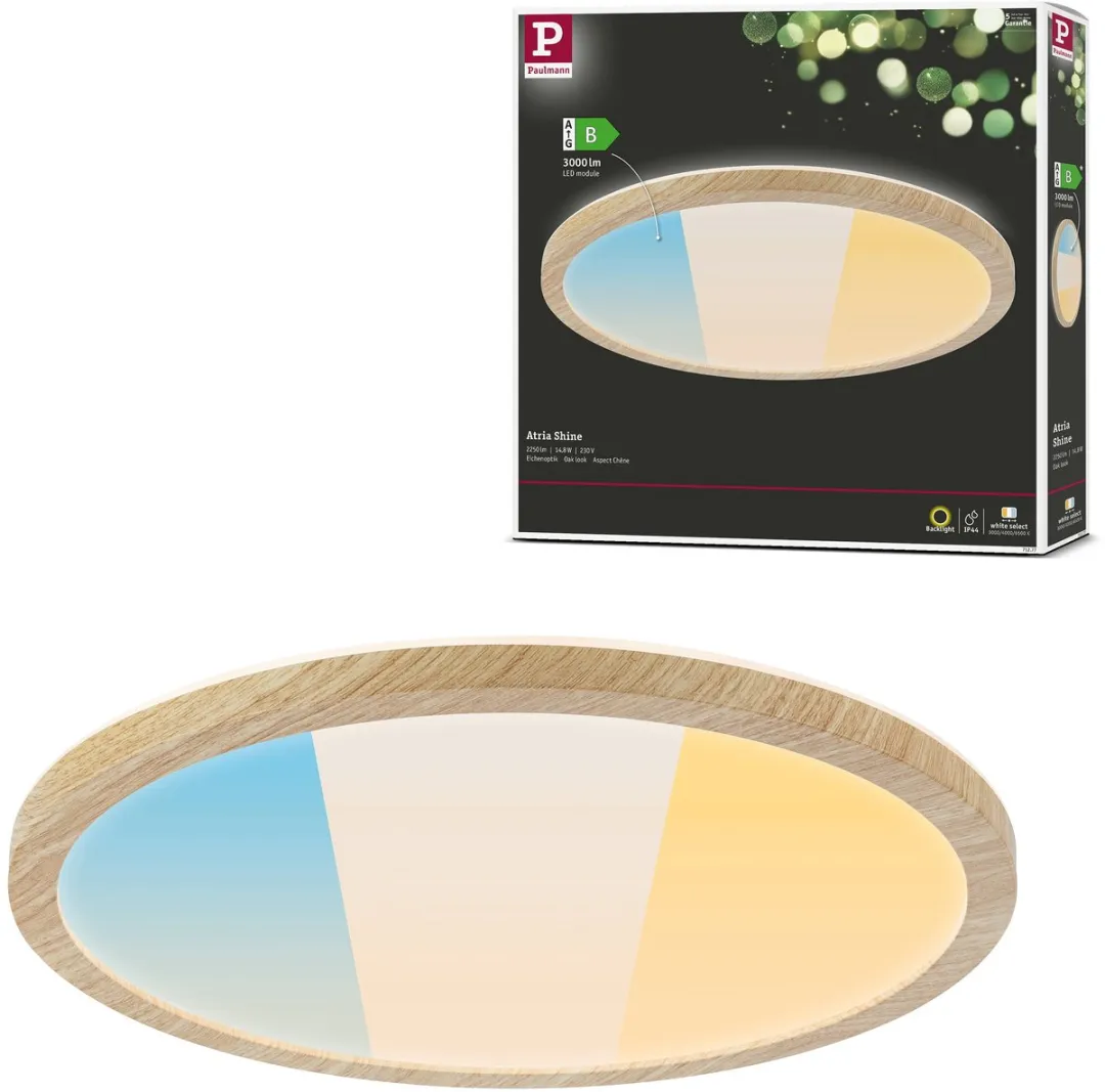 Paulmann Atria Shine LED-paneel 14,8W 2250lm 298mm Houtlook