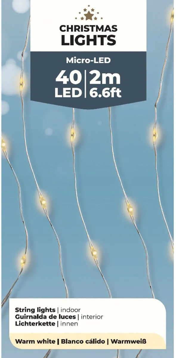 Lumineo Kerstverlichting 40 LEDs Warm Wit 195cm