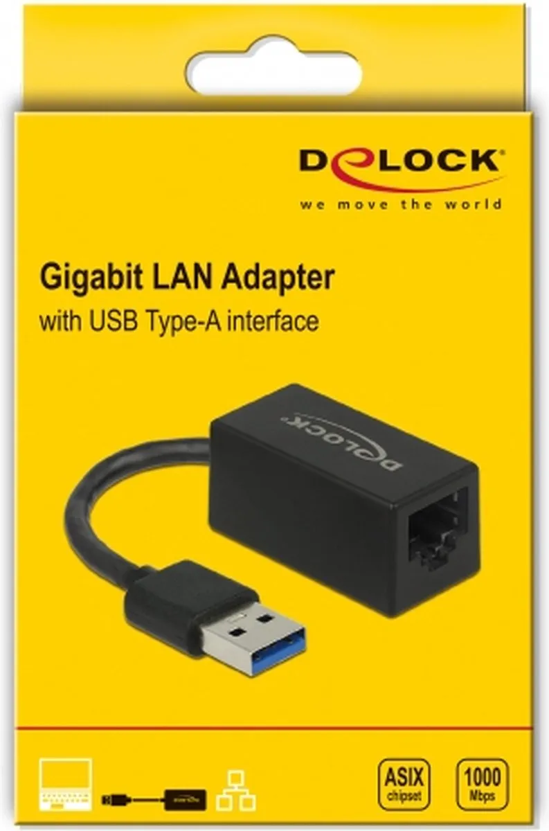Delock 66039 USB 3.2 Type-A naar Gigabit LAN Adapter - Zwart