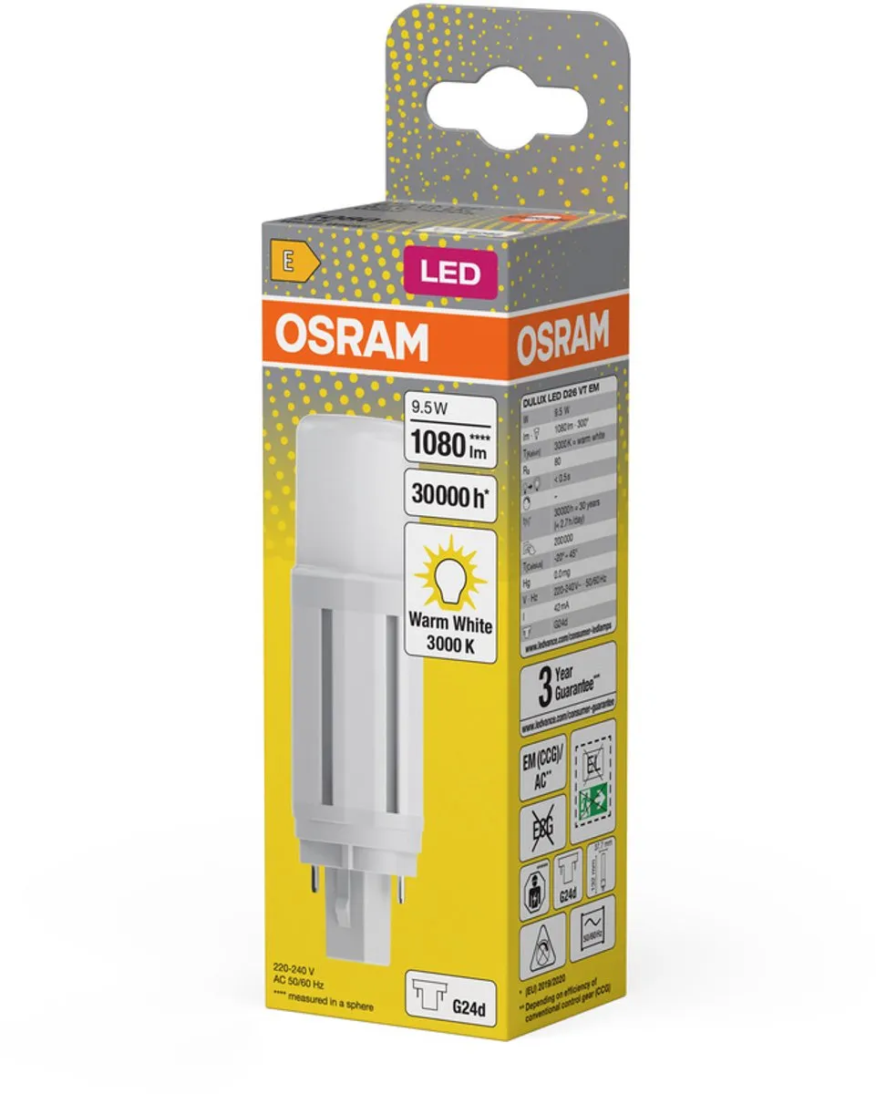 Osram LED-lamp G24d 9.5W Warmwit 3000K - Helder