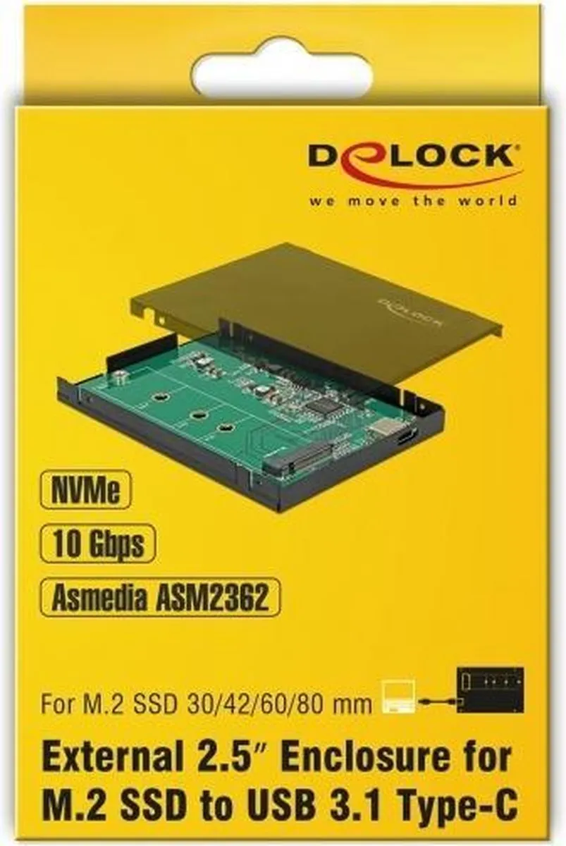 Delock DLCK-42609 M.2 NVMe Behuizing - USB 3.1 Type-C - Zwart - afbeelding 2 van 6