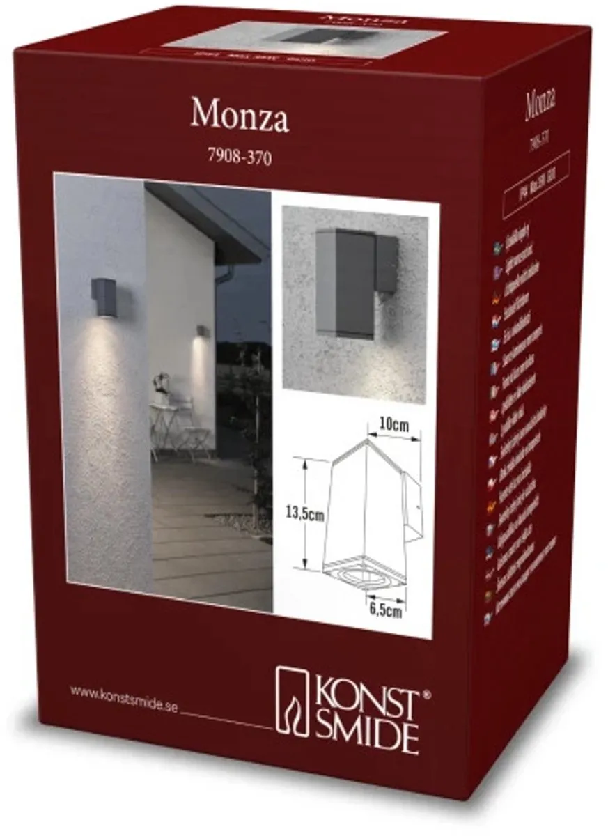 Konstsmide Monza Wandspot Neerwaarts 13.5cm GU10 - Antraciet