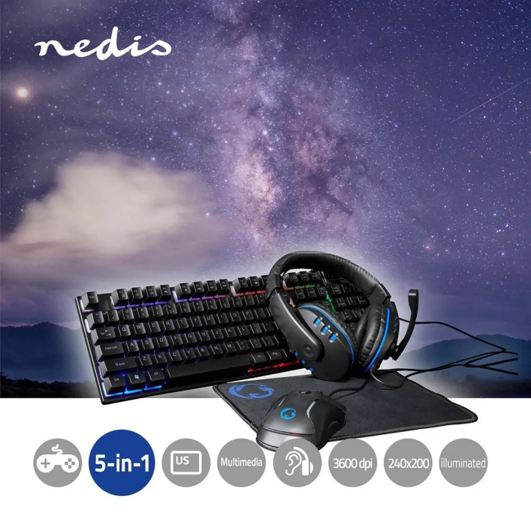 Nedis GCK51110BKUS Gaming Set - US Qwerty - Zwart