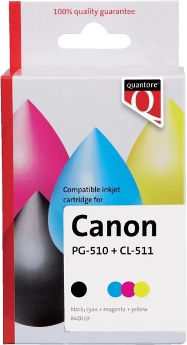 Inktcartridge Quantore alternatief tbv Canon PG-510 CL-511 zwart + kleur | Pak a 2 stuk