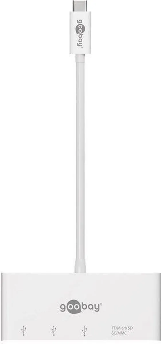 Goobay 62097 USB-C Hub 3 Poorten met Kaartlezer - Wit