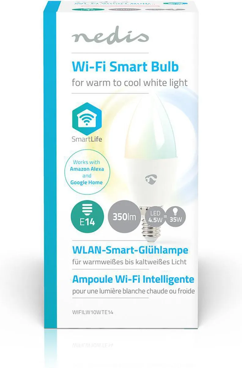 Nedis Wi-Fi Smart LED-lamp E14 - 4,5W - Warm tot Koud Wit - afbeelding 4 van 6