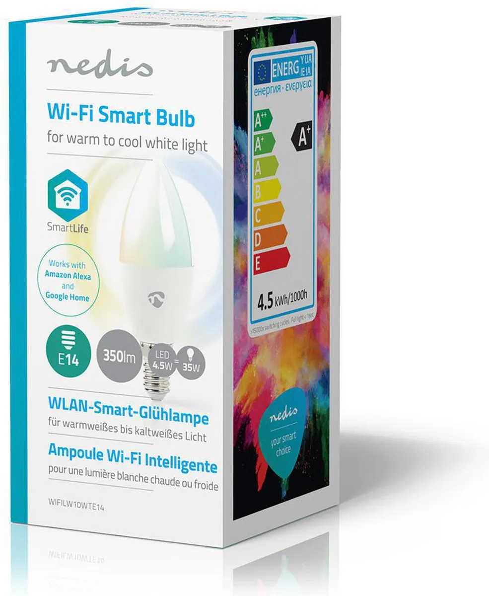 Nedis Wi-Fi Smart LED-lamp E14 - 4,5W - Warm tot Koud Wit - afbeelding 3 van 6