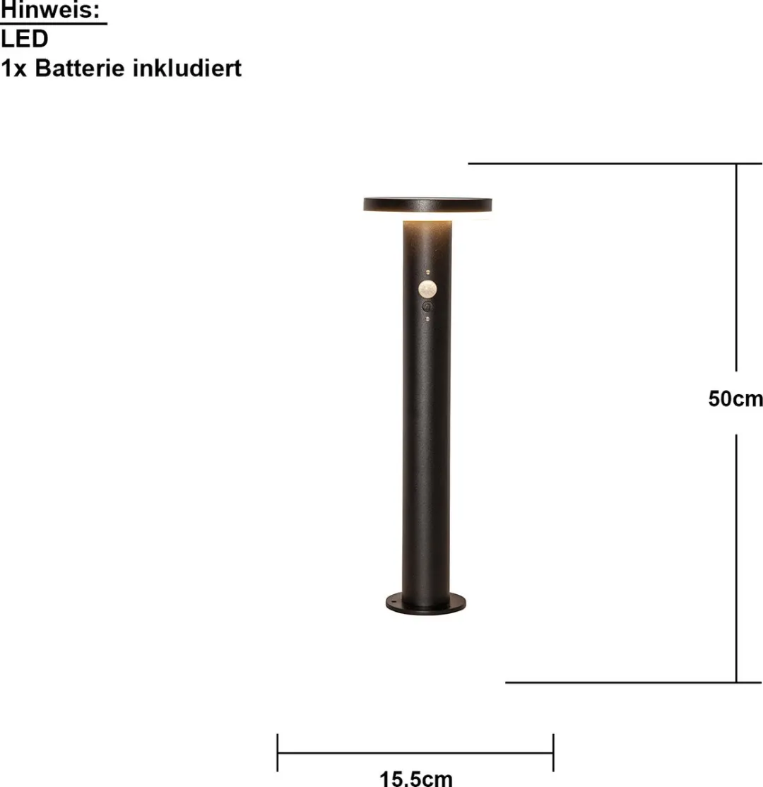 Star Trading Valletta Solar Padverlichting - 50cm - Zwart - Warm wit