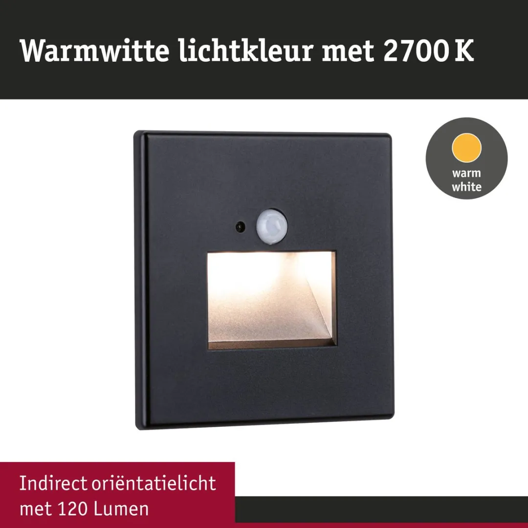 Paulmann Edge LED Wandinbouwlamp 1,2W - Zwart mat