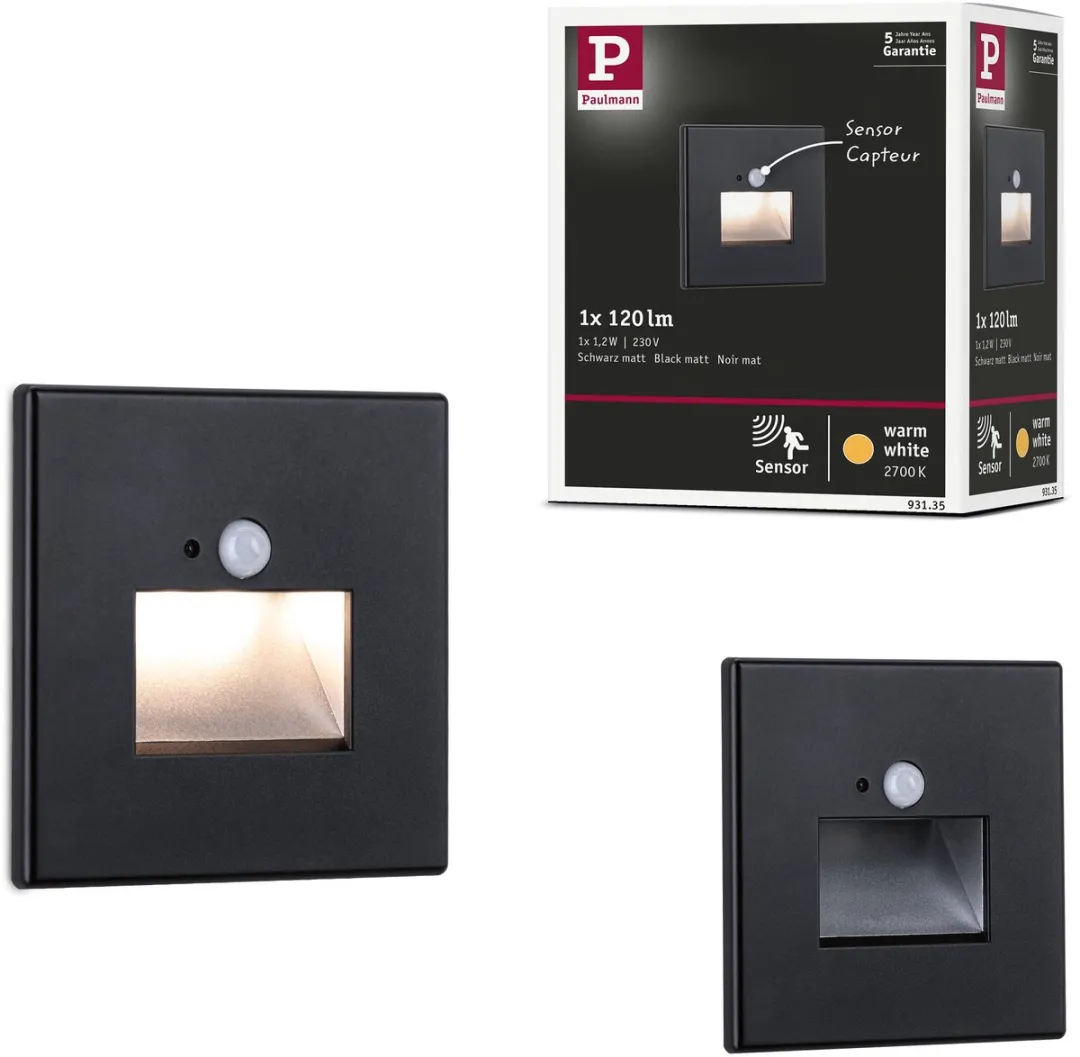 Paulmann Edge LED Wandinbouwlamp 1,2W - Zwart mat