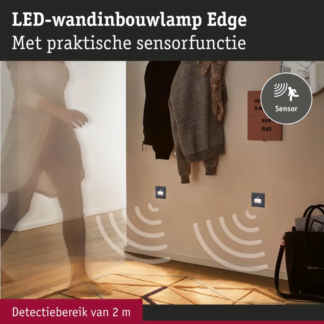 Paulmann Edge LED Wandinbouwlamp 1,2W - Zwart mat