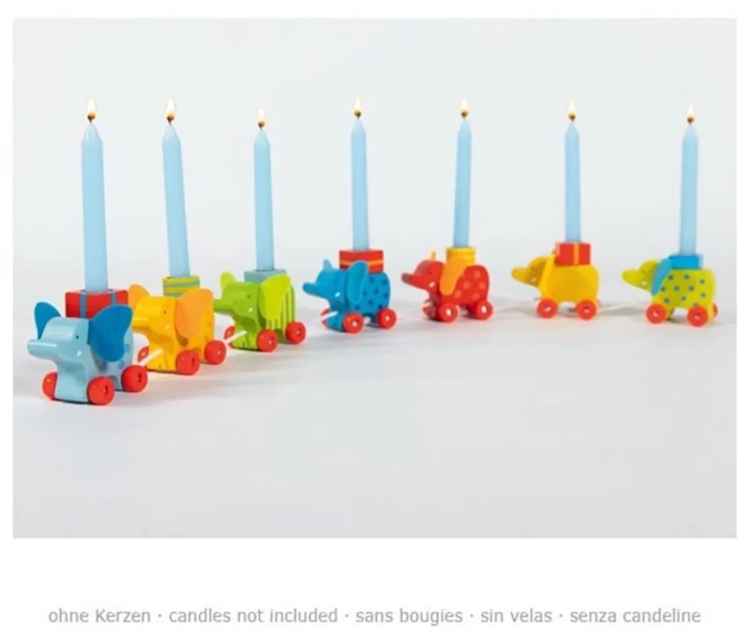 Goki Olifantenkaravaan Verjaardagskaarsen L64cm - Multicolor