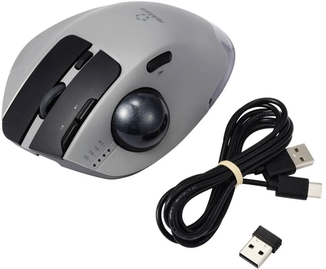 Renkforce RF-WLEM-500 Trackball - Draadloos Bluetooth - 7 Toetsen - Grijs/Zwart