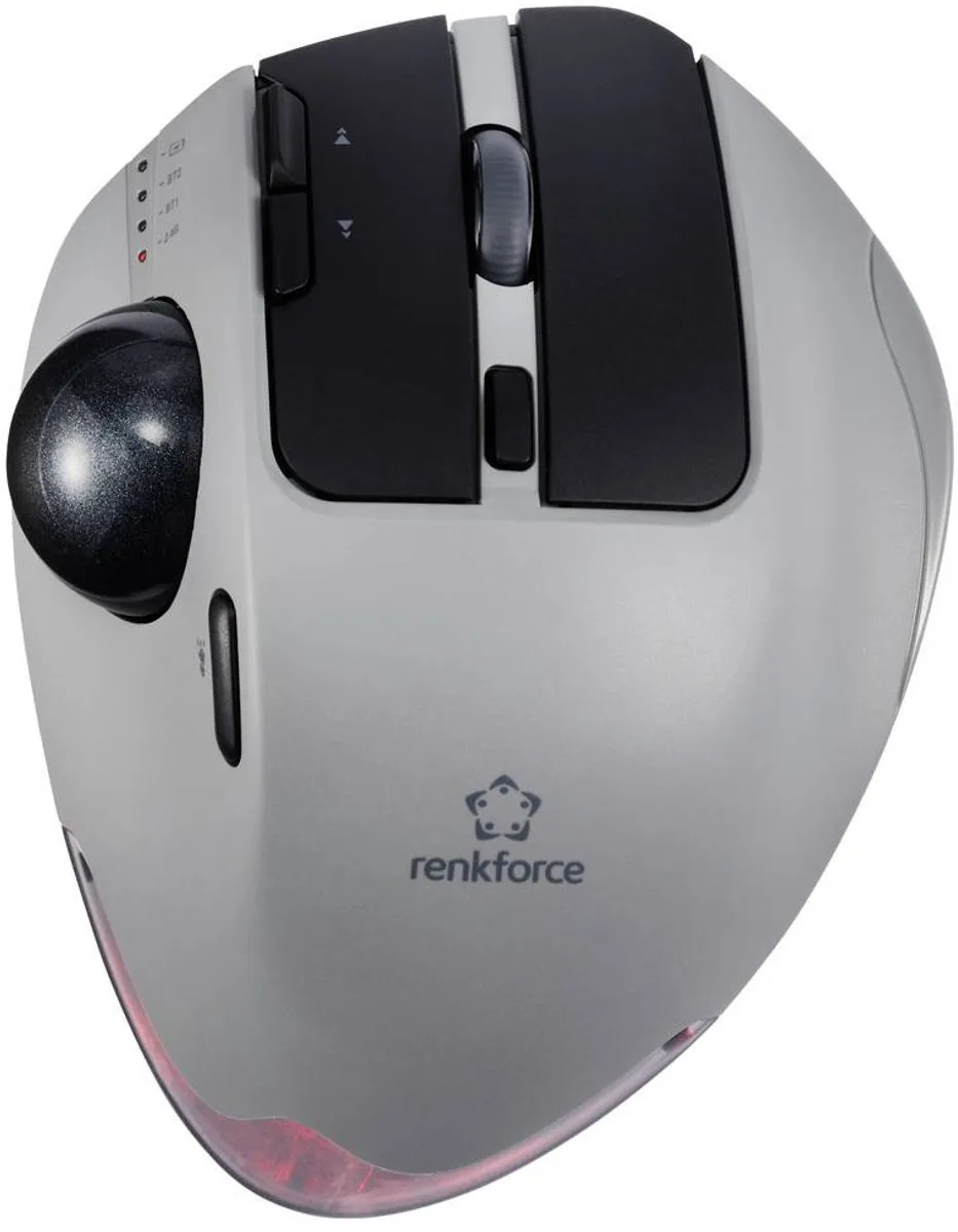Renkforce RF-WLEM-500 Trackball - Draadloos Bluetooth - 7 Toetsen - Grijs/Zwart