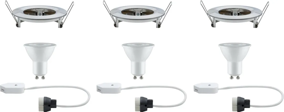 Paulmann Recessed Lighting Spot GU10 460lm - 3 Stuks - Geborsteld staal - afbeelding 2 van 4