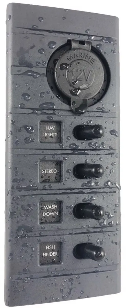 Connex 4-voudig 12V Schakelpaneel met zekeringen, verlichting en plug