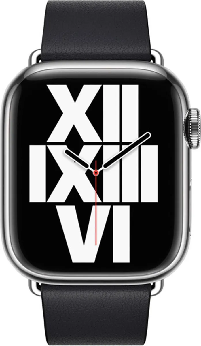 Apple Leather Band Modern Buckle - Maat M - Midnight