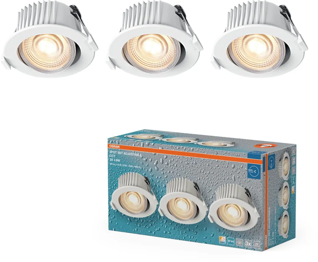 Osram LED Inbouwspot CCT IP44 4,9W Wit 88mm - 3 Stuks