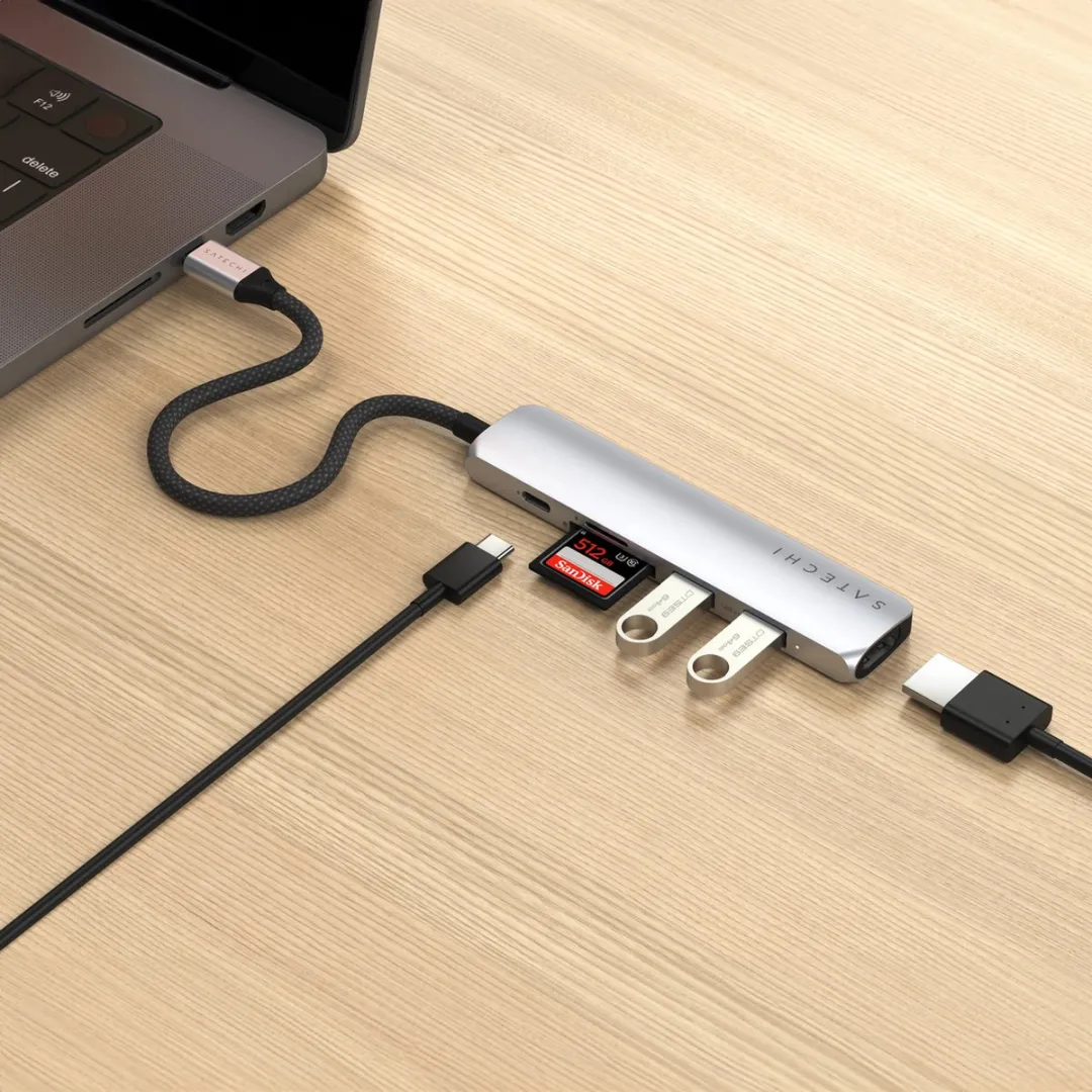 Satechi ST-P6SK USB-C 6-in-1 Adapter - Grijs