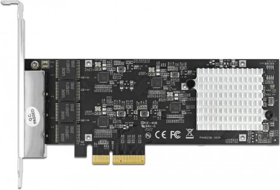 Delock PCIe x4 4x RJ45 2.5G LAN Kaart RTL8125 - Zwart