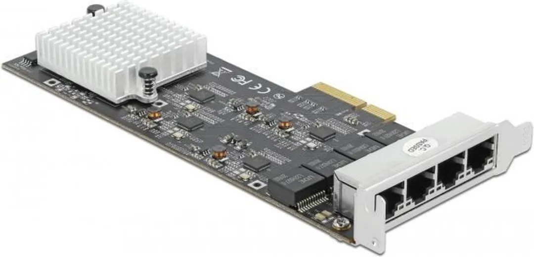Delock PCIe x4 4x RJ45 2.5G LAN Kaart RTL8125 - Zwart