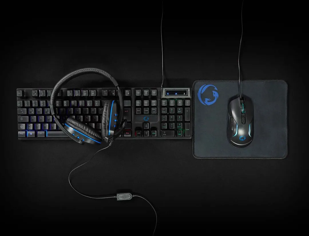 Nedis GCK51110BKDE Gaming Combo Kit - Toetsenbord Koptelefoon Muis Muismat - Zwart