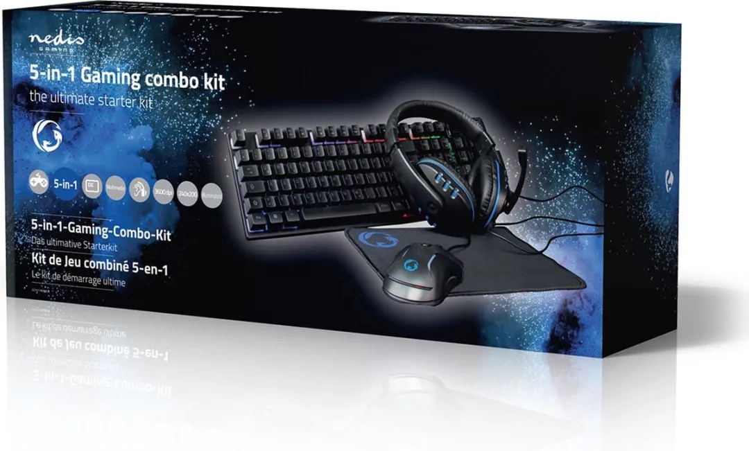 Nedis GCK51110BKDE Gaming Combo Kit - Toetsenbord Koptelefoon Muis Muismat - Zwart - afbeelding 6 van 6